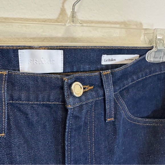 FRAME Denim Le Italien True Straight Jeans Size 29 | Cuffed Cropped | Blue Denim - Picture 7 of 11